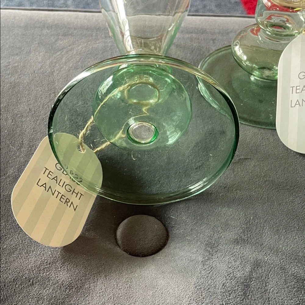 Green Glass Tealight Lanterns